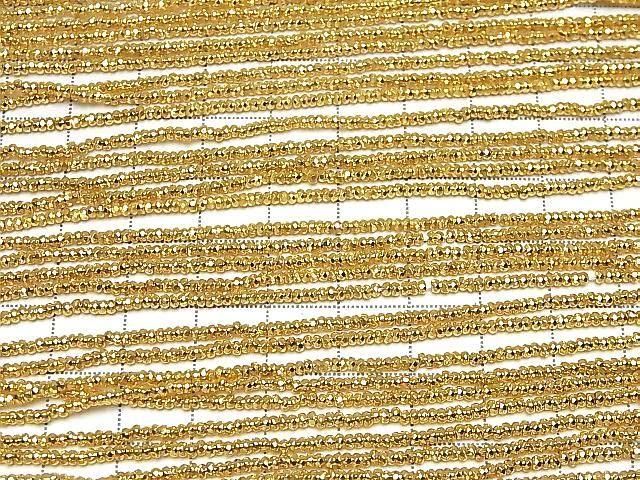 Hematite Faceted Button Rondelle 2x2x1mm Gold Plated 1strand beads (approx. 15inch/36cm) High Quality!
