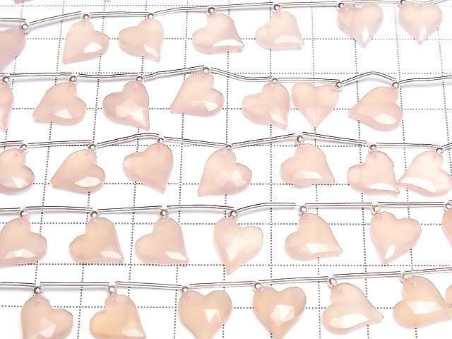 Pink chalcedony heart cut 12x11mm half or 1 strand (6pcs)
