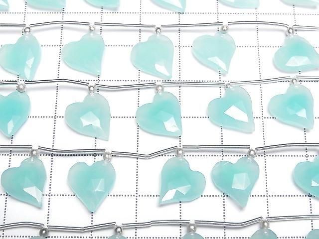 Sea Blue Chalcedony Heart cut 12x11mm half or 1strand (6pcs )