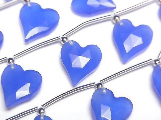 Blue chalcedony heart-cut 12x11mm half or 1 strand (6pcs)