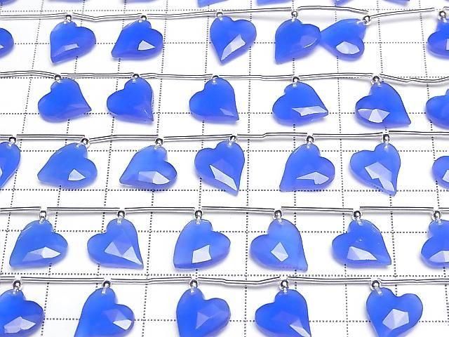 Blue chalcedony heart-cut 12x11mm half or 1 strand (6pcs)