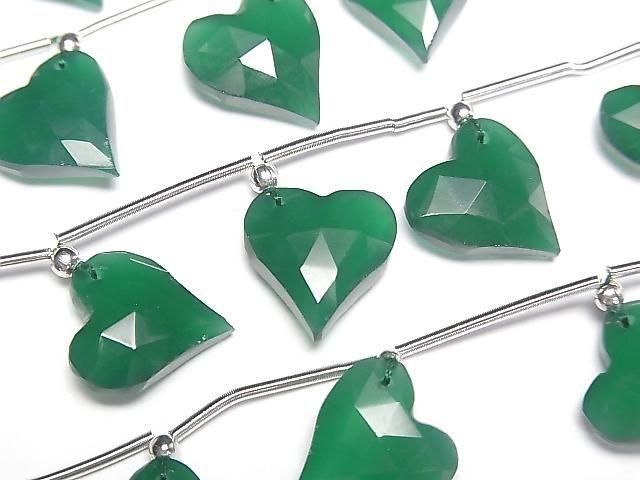 Green Onyx Heart Cut 12x11mm Half or 1 Strand (6pcs)