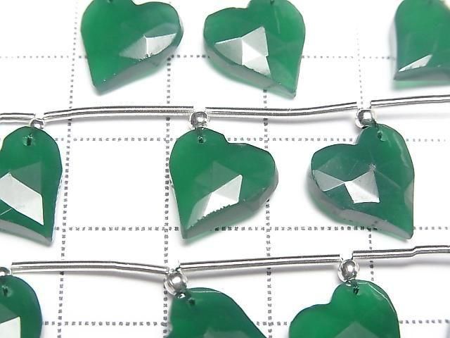 Green Onyx Heart Cut 12x11mm Half or 1 Strand (6pcs)