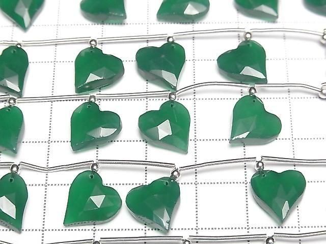 Green Onyx Heart Cut 12x11mm Half or 1 Strand (6pcs)