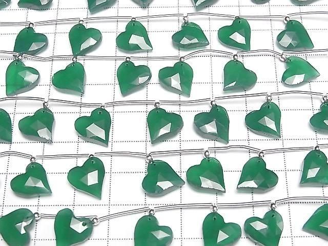 Green Onyx Heart Cut 12x11mm Half or 1 Strand (6pcs)