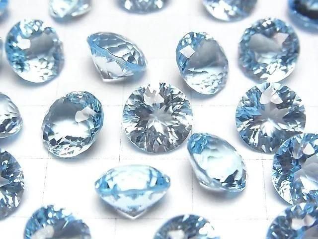 High Quality Sky Blue Topaz AAA Loose Stone Round Faceted Fancy 10x10mm 1pc