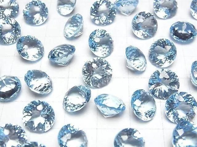 High Quality Sky Blue Topaz AAA Loose Stone Round Faceted Fancy 10x10mm 1pc