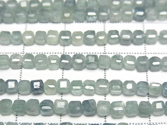 Blue-green Kyanite AA++ Cube Shape 3x3x3mm 1strand beads (approx. 15inch/36cm) High Quality!