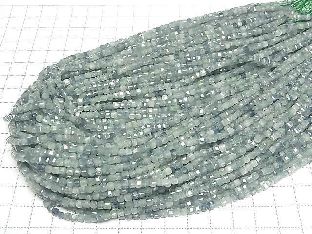 Blue-green Kyanite AA++ Cube Shape 3x3x3mm 1strand beads (approx. 15inch/36cm) High Quality!