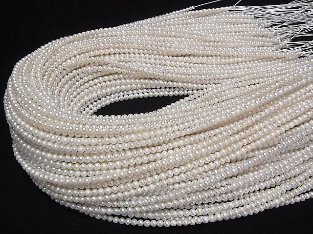 Fresh Water Pearl AA Semi Round-Potato 3-3.5mm White 1strand beads (approx. 15 inches/37 cm)