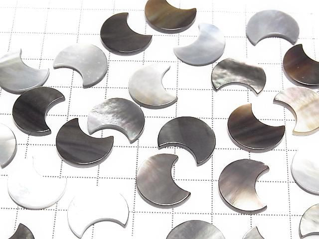 High-quality Black Shell (Black-lip Oyster) AAA Undrilled Crescent Shape 16x13mm 3pcs
