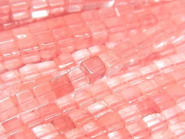 Cherry Quartz Glass Cube 4x4x4mm 1strand beads (aprx.15inch/36cm)
