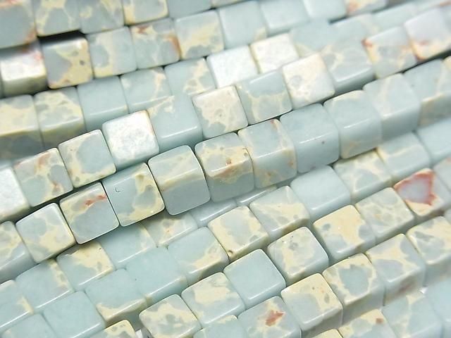 Pastel blue Kaolinite cube 4x4x4mm 1 strand beads (approx. 15 inches/36 cm)