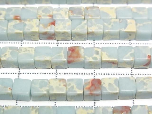 Pastel blue Kaolinite cube 4x4x4mm 1 strand beads (approx. 15 inches/36 cm)