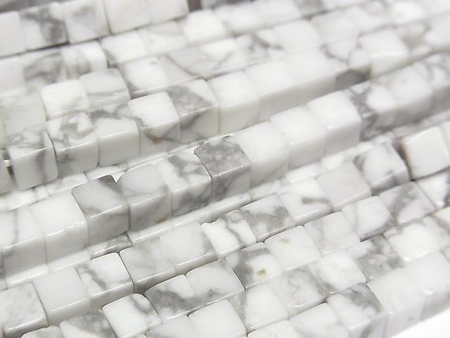 Howlite Magnesite Cube 4x4x4mm 1strand beads (aprx.15inch/36cm)