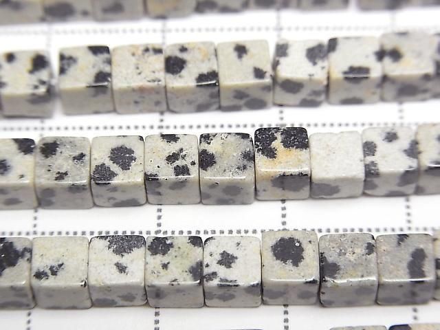 Dalmatian Jasper Cube 4x4x4mm 1strand beads (approx. 15 inches/36 cm)