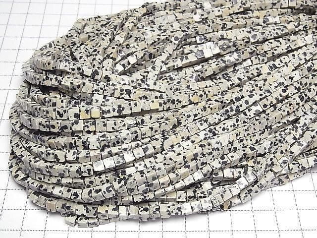 Dalmatian Jasper Cube 4x4x4mm 1strand beads (approx. 15 inches/36 cm)