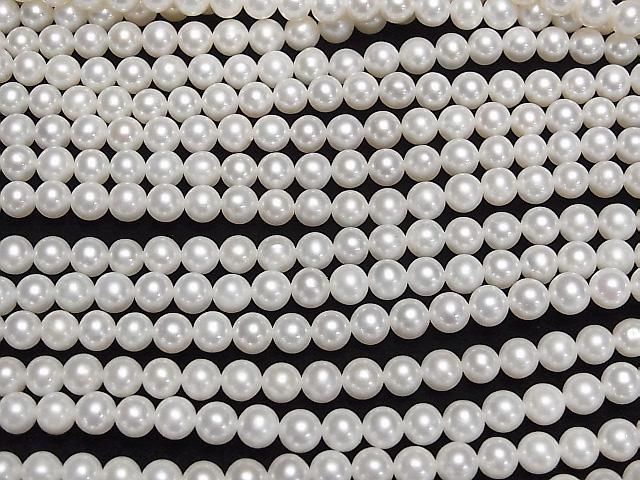 Fresh Water Pearl AAA- Semi Round-Potato 5-6mm White 1strand beads (approx. 15inch/36cm)