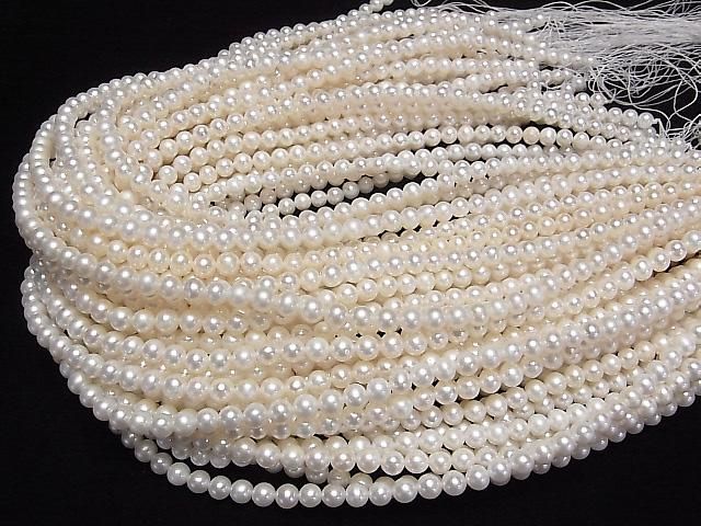 Fresh Water Pearl AAA- Semi Round-Potato 5-6mm White 1strand beads (approx. 15inch/36cm)
