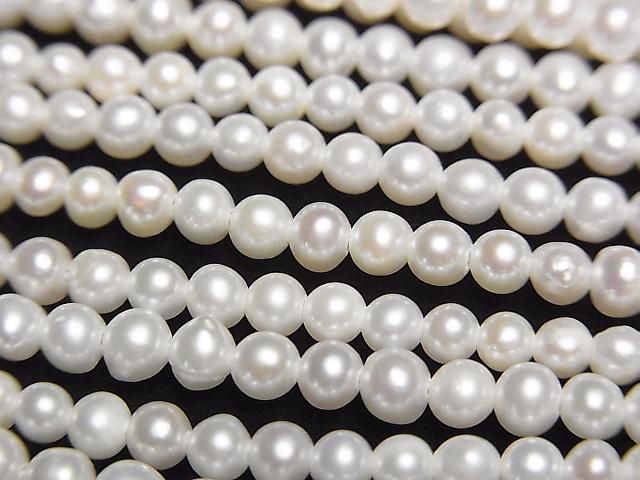 Fresh Water Pearl AA Potato 3mm White 1strand beads (approx. 15 inches/36 cm)