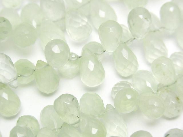 High Quality Prehnite AAA- Drop Faceted Briolette half or 1strand beads (aprx.6inch/16cm)