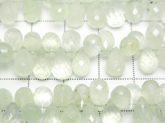 High Quality Prehnite AAA- Drop Faceted Briolette half or 1strand beads (aprx.6inch/16cm)