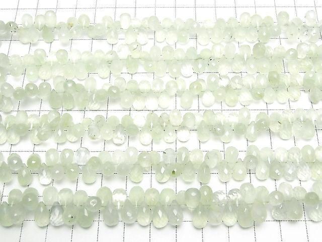 High Quality Prehnite AAA- Drop Faceted Briolette half or 1strand beads (aprx.6inch/16cm)