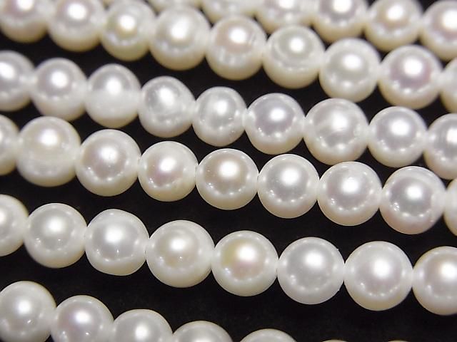 Fresh Water Pearl AA Semi Round-Potato 4-4.5mm White 1strand beads (approx. 15 inches/37 cm)