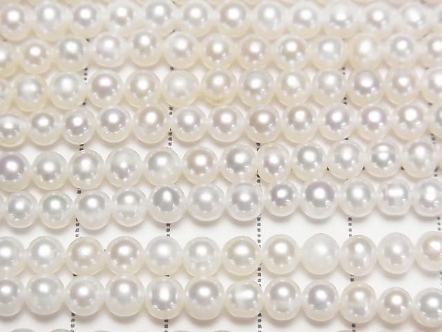 Fresh Water Pearl AA Semi Round-Potato 4-4.5mm White 1strand beads (approx. 15 inches/37 cm)