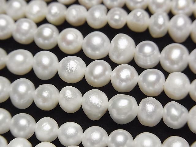 Fresh Water Pearl AA Potato 5-6mm White 1strand beads (approx. 15 inches/36 cm)