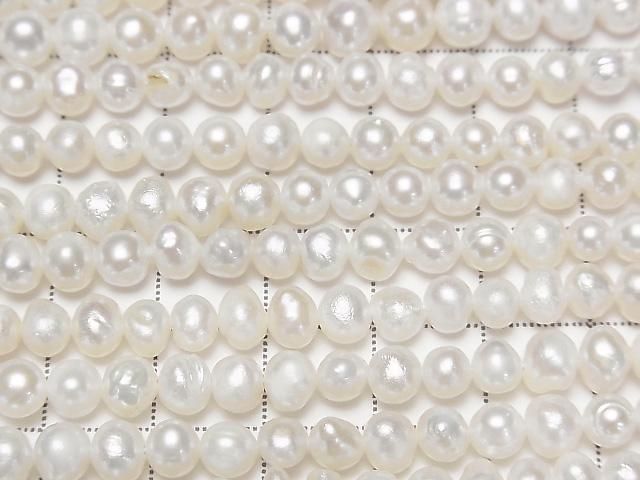Fresh Water Pearl AA Potato 5-6mm White 1strand beads (approx. 15 inches/36 cm)