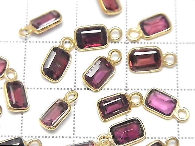 High Quality Pink Purple Garnet AAA Bezel Setting Rectangle Faceted 7x5mm 18KGP 3pcs
