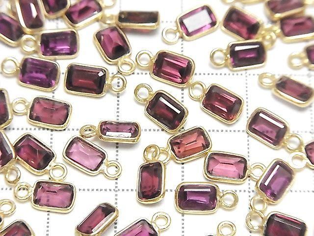 High Quality Pink Purple Garnet AAA Bezel Setting Rectangle Faceted 7x5mm 18KGP 3pcs