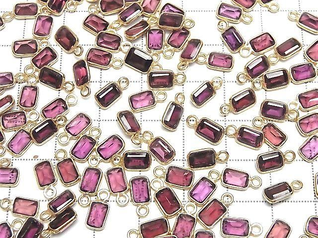 High Quality Pink Purple Garnet AAA Bezel Setting Rectangle Faceted 7x5mm 18KGP 3pcs