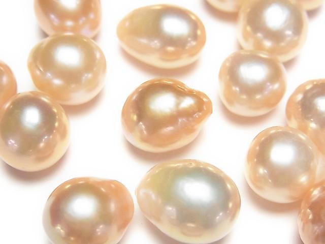 Fresh Water Pearl AAA Loose Stone Potato Drop 11-15mm Natural Color Orange Pink 2pcs