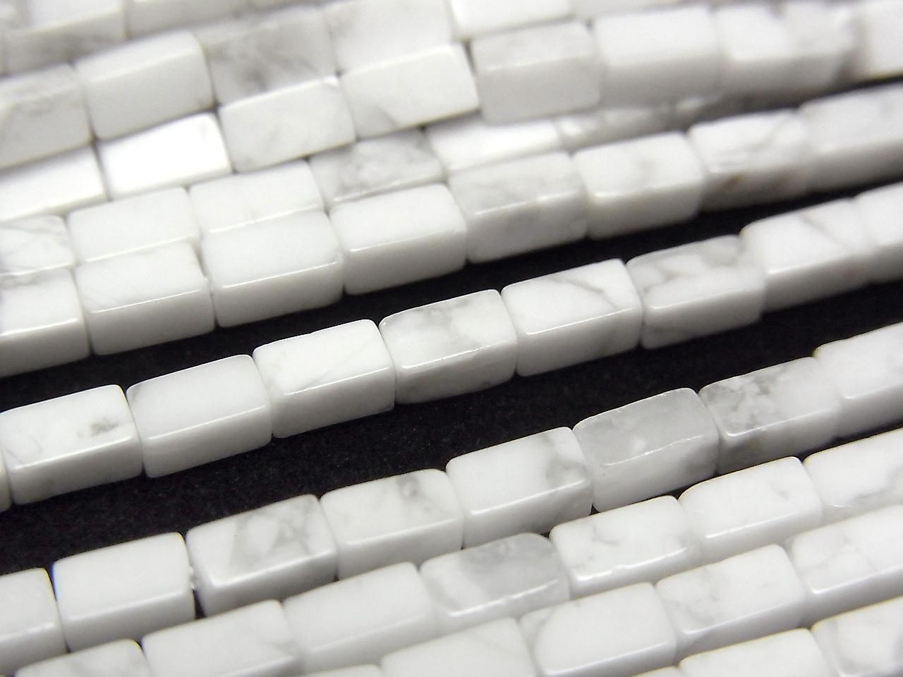 Howlite Magnesite 4Faceted Faceted Tube 4.5x2.5x2.5mm 1strand beads (aprx.15inch/36cm)