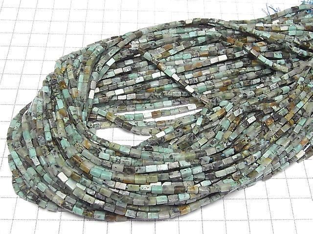African Turquoise 4Faceted Faceted Tube 4.5x2.5x2.5mm 1strand beads (aprx.15inch/36cm)