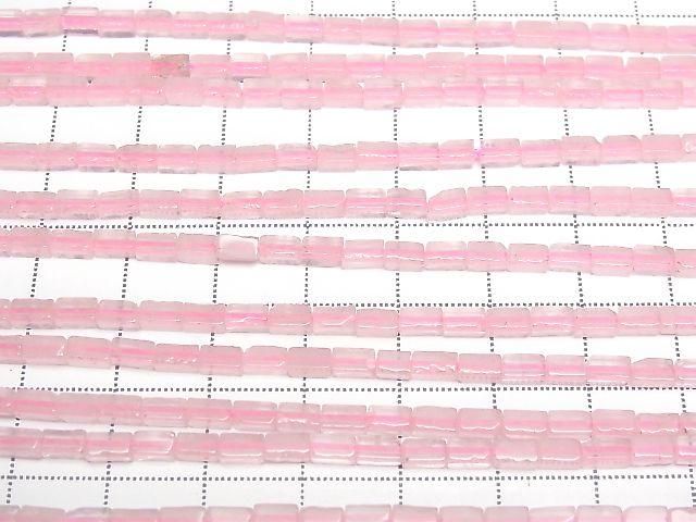 Rose Quartz AA++ 4Faceted Faceted Tube 4.5x2.5x2.5mm 1strand beads (aprx.15inch/36cm)