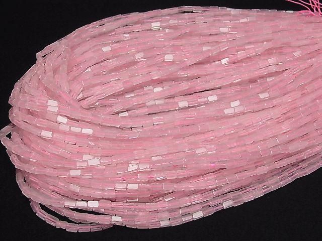 Rose Quartz AA++ 4Faceted Faceted Tube 4.5x2.5x2.5mm 1strand beads (aprx.15inch/36cm)