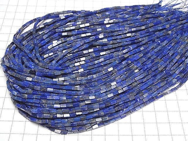 Lapislazuli AA+ 4Faceted Faceted Tube 4.5x2.5x2.5mm 1strand beads (aprx.15inch/36cm)