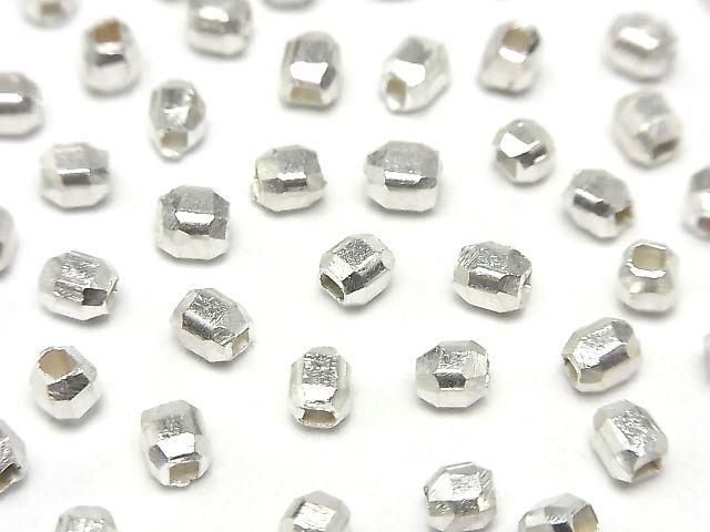 Karen Silver Faceted Rondelle 3.5x3.5x4mm White Silver 5pcs
