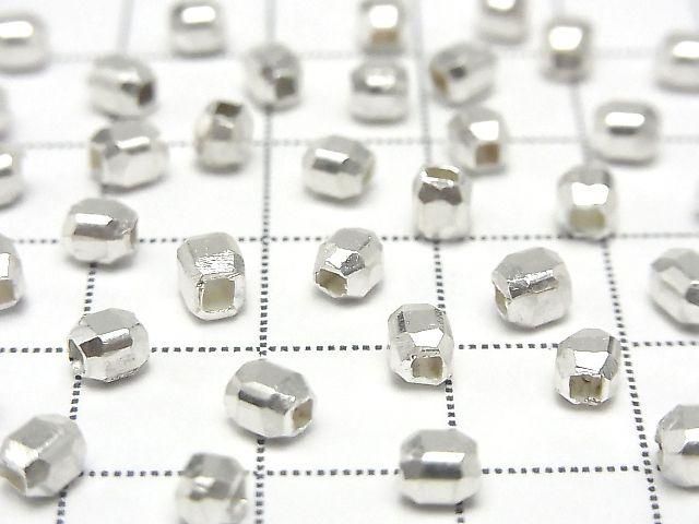 Karen Silver Faceted Rondelle 3.5x3.5x4mm White Silver 5pcs
