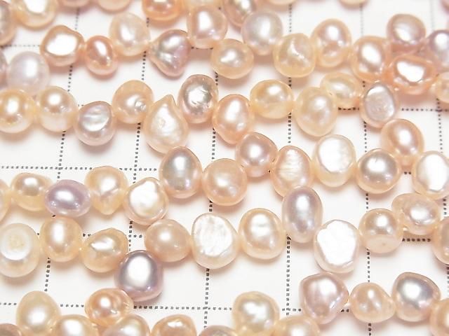 Fresh Water Pearl AA+ Baroque 6mm Natural Color Mix Top/Side Drilled Hole 1strand beads (approx. 15inch/36cm)