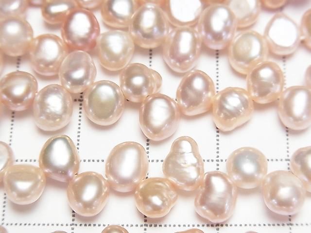 Fresh Water Pearl AA+ Baroque 6mm Natural Color Classic Pink Top Side Drilled Hole 1 Strand Bead (approx. 15 inch/36 cm)