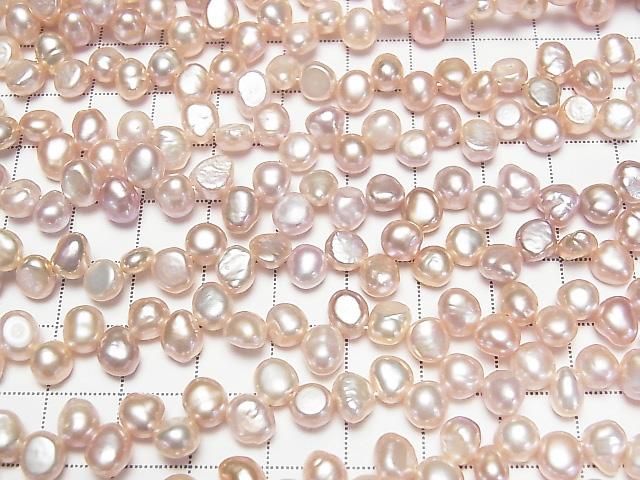 Fresh Water Pearl AA+ Baroque 6mm Natural Color Classic Pink Top Side Drilled Hole 1 Strand Bead (approx. 15 inch/36 cm)
