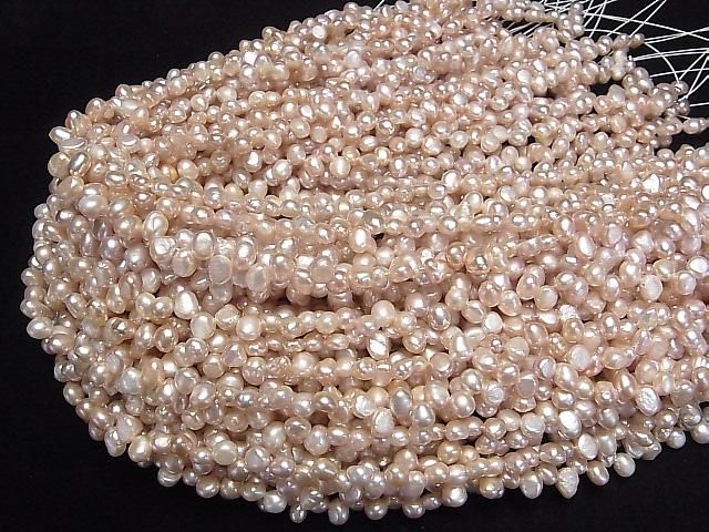 Fresh Water Pearl AA+ Baroque 6mm Natural Color Classic Pink Top Side Drilled Hole 1 Strand Bead (approx. 15 inch/36 cm)