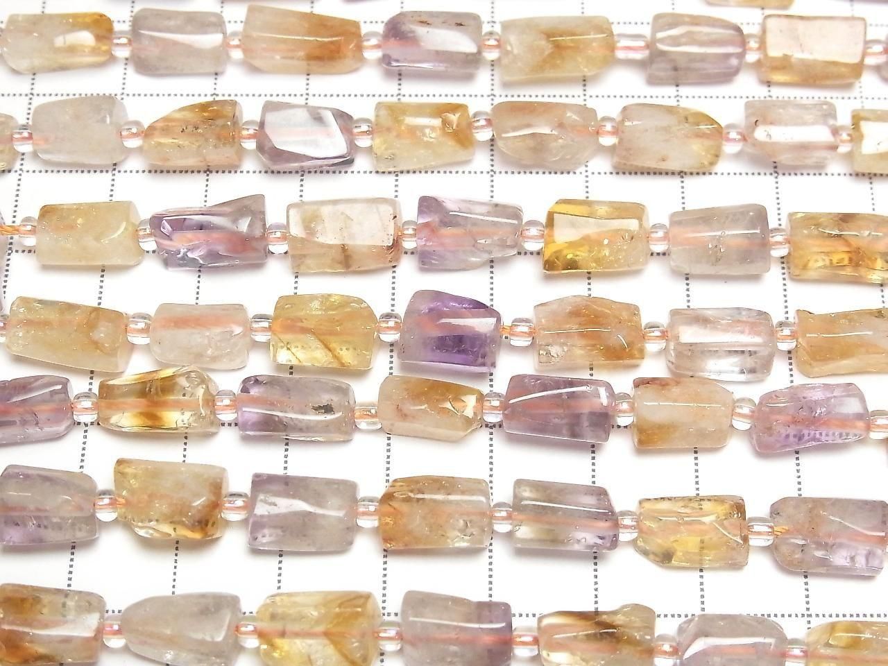 Amethyst x Citrine Rough Tube-Faceted Nugget 1strand beads (aprx.15inch/36cm)