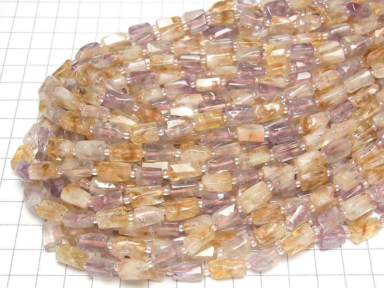 Amethyst x Citrine Rough Tube-Faceted Nugget 1strand beads (aprx.15inch/36cm)
