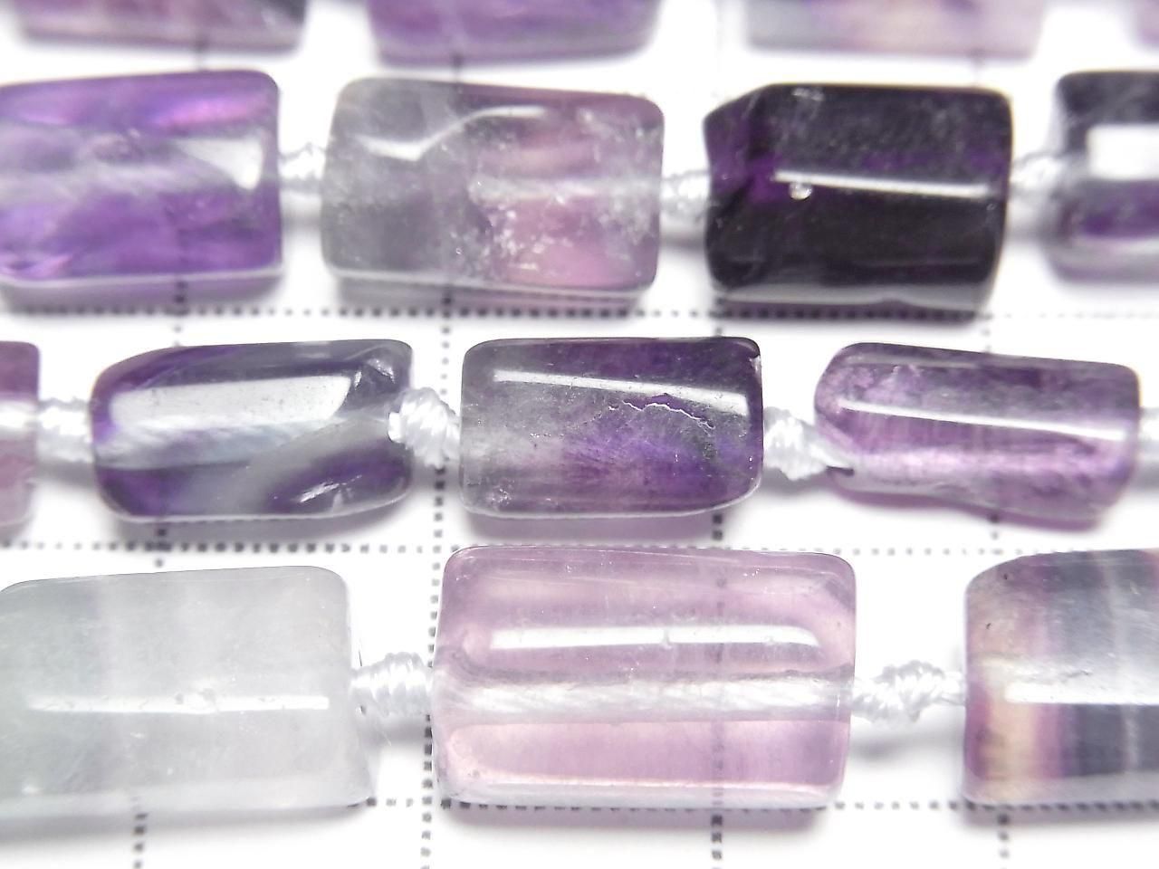 Multicolor Fluorite AA++ Rough Tube-Faceted Nugget 1strand beads (approx. 15 inches/38 cm)