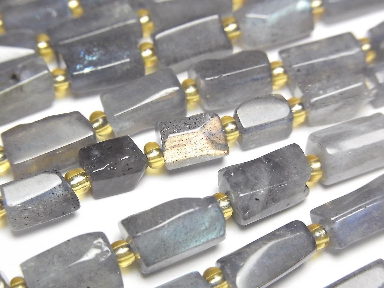 Labradorite AA Rough Tube-Faceted Nugget 1strand beads (aprx.15inch/38cm)